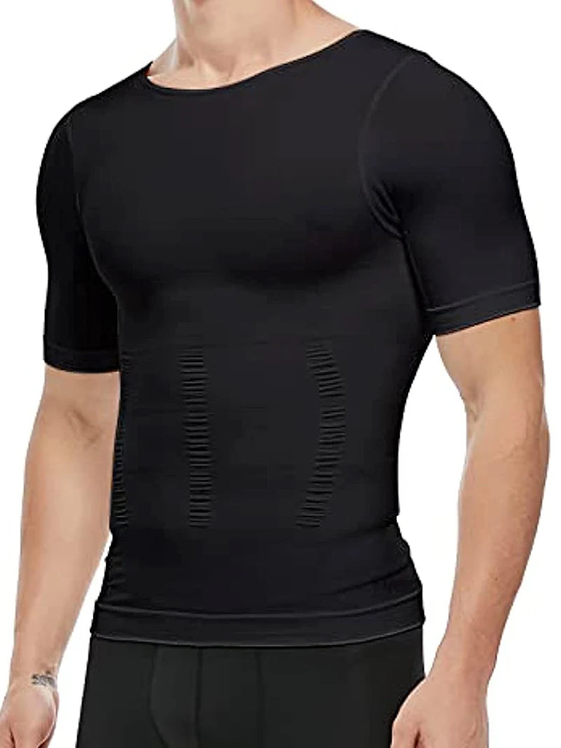 Men's black compression shirt for athletic performance and comfort