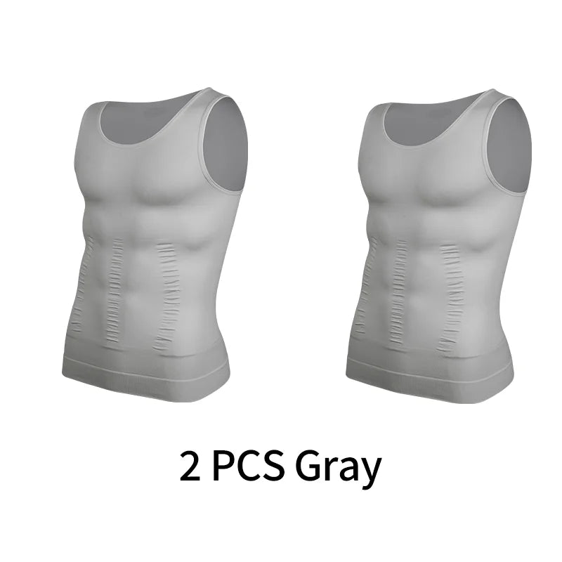Men's gray compression tank tops, ideal for active wear and support