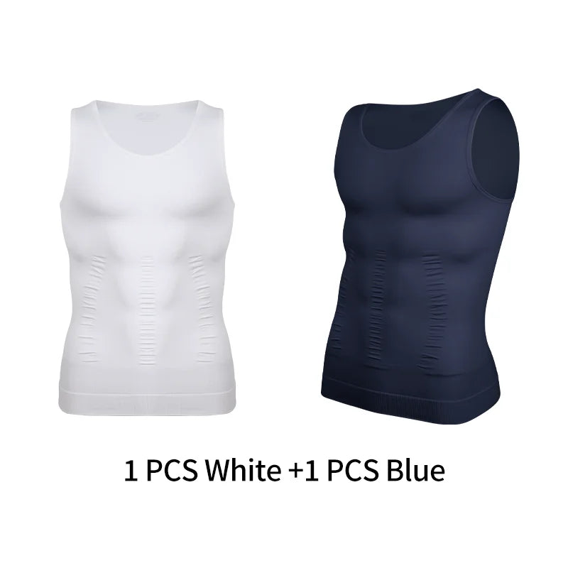 Men's compression undershirts in white and blue, comfortable fit
