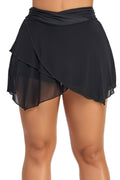 Women's black swim skirt briefs for women with layered design for stylish beachwear