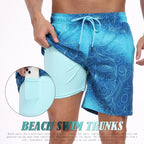 Men's blue swim trunks for mens, lightweight for beach activities