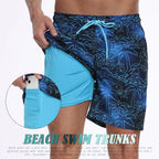 Men's blue beach swim trunks, lightweight, ideal for surfing and swimming
