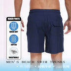 Men's navy swim trunks for mens, quick dry fabric for beach days