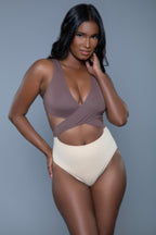 Women's two-tone one-piece swimmers swimwear for beach lounging