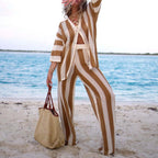 Women's brown and white crochet set, perfect swimsuit and cover up