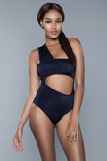 Women's black cutout swimsuit, perfect for beach outings