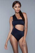 Women's black cutout swimsuit, perfect for beach outings