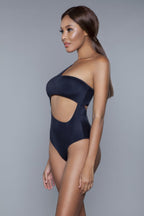 Women's navy swimwear swimsuit with stylish cutout design for beach outings