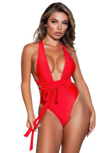 Women's red swimsuit, sleek design, ideal for beach activities