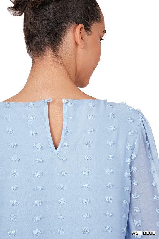 Women's Shirts Swiss Dot Round Neck Blouse