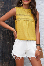 Swiss Dot Round Neck Tank - VacationGrabs