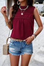 Swiss Dot Round Neck Tank - VacationGrabs