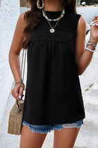 Swiss Dot Round Neck Tank - VacationGrabs