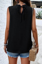 Swiss Dot Round Neck Tank - VacationGrabs