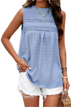 Swiss Dot Round Neck Tank - VacationGrabs