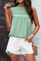 Swiss Dot Round Neck Tank - VacationGrabs