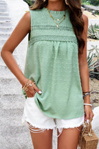 Swiss Dot Round Neck Tank - VacationGrabs