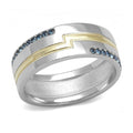 Stylish men's ring with synthetic crystal fashion rings, featuring silver and gold details