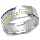 Stylish men's ring with synthetic crystal fashion rings, featuring silver and gold details