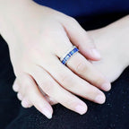 Elegant synthetic gemstone ring for women featuring a stunning blue design and silver accents