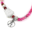 VacationGrabs synthetic gemstone statement necklace with vibrant pink beads and a charm pendant