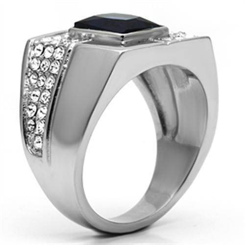 Stylish silver men's ring featuring synthetic glass jewelry for men and sparkling stone accents
