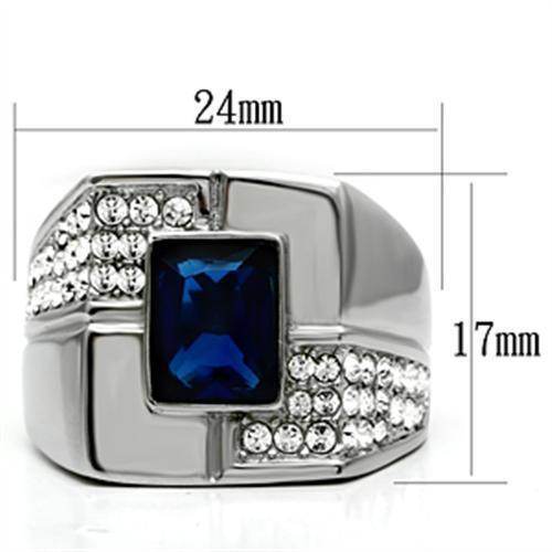 VacationGrabs Men's Ring featuring synthetic glass jewelry for men with a blue stone and sparkling accents
