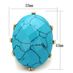 Synthetic turquoise fashion ring with a large oval stone and gold accents for stylish women
