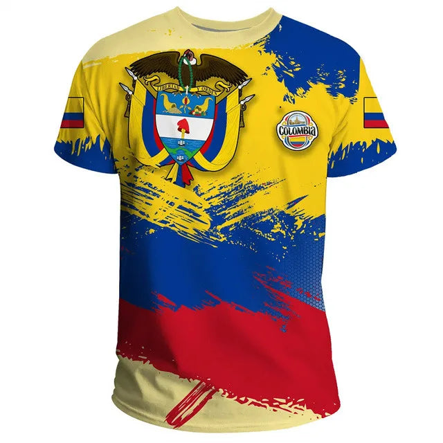 Colombia flag t-shirt printed, colorful design for casual wear