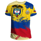 Colombia flag t-shirt printed, featuring vibrant colors for casual wear