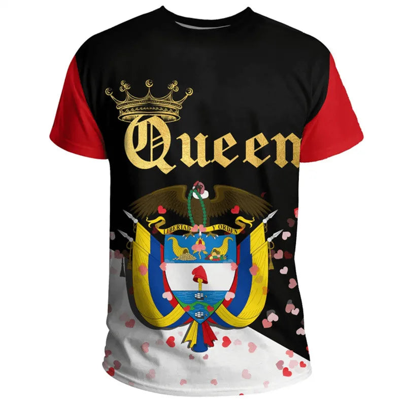 Colorful t-shirt printed with crown and eagle design for casual wear