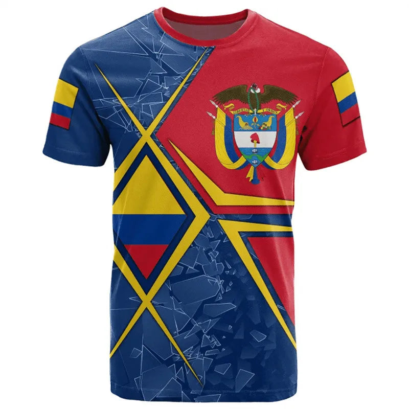 Colombian flag t-shirt printed for patriotic celebrations and casual wear