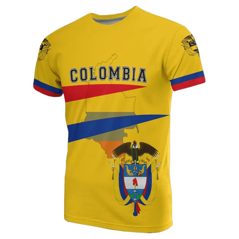 Colombia flag t-shirt printed in vibrant yellow for casual wear