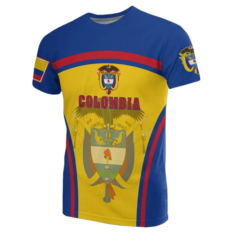 Colombia flag t-shirt printed, vibrant colors, perfect for patriotic events