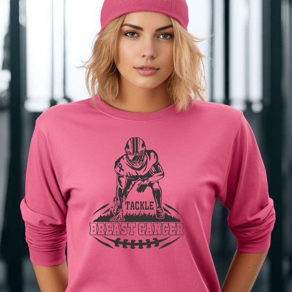 Women's Shirts Tackle Breast Cancer Long Sleeve Tee