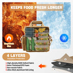 Tactical insulated cooler bag, beige, 4-layer design for food freshness