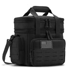 Black tactical insulated cooler bag for outdoor activities