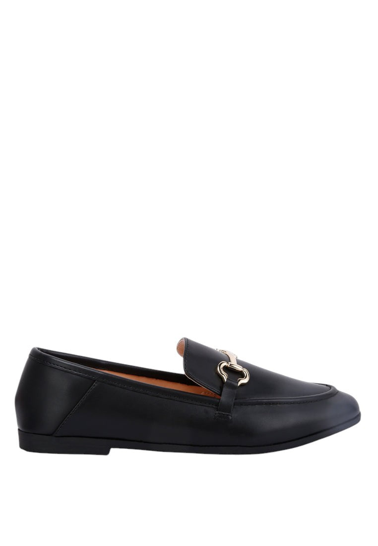 Talula Horsebit Embellished Faux Leather Loafers
