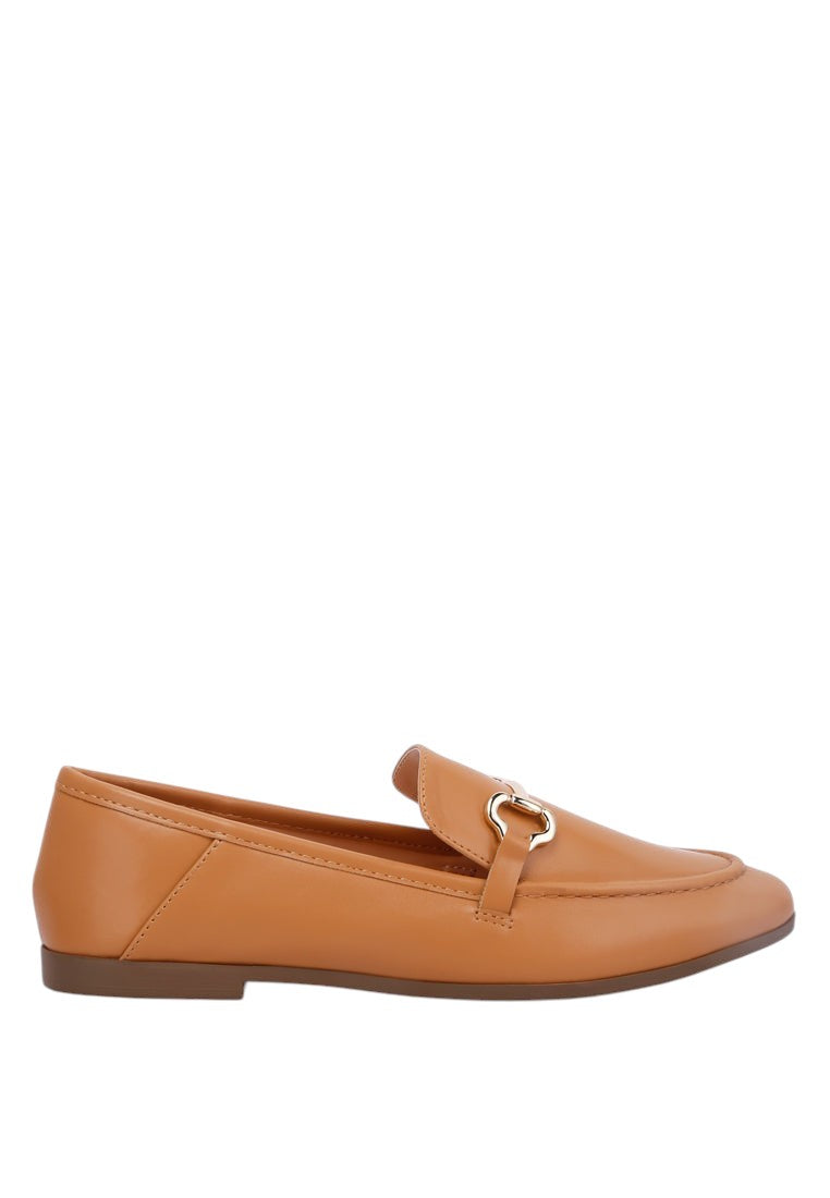 Talula Horsebit Embellished Faux Leather Loafers