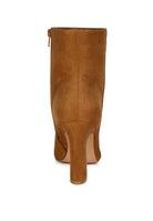 Rag Company tan suede ankle boots with a stylish high heel and zipper for easy wear