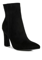 Stylish black suede ankle boots with a high heel for fashionable women's footwear