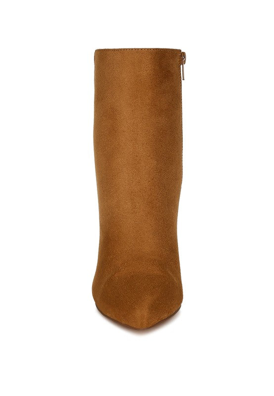 Rag Company tan suede ankle boots with a sleek design and pointed toe for stylish outfits