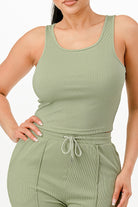 VacationGrabs women's tank top pant set with pockets in light green comfortable fabric