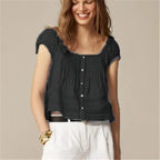 Women's black tank top with lace, stylish casual wear for summer
