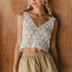 Women's white tank top with lace for summer outings