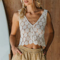 VacationGrabs white tank top with lace for summer outings