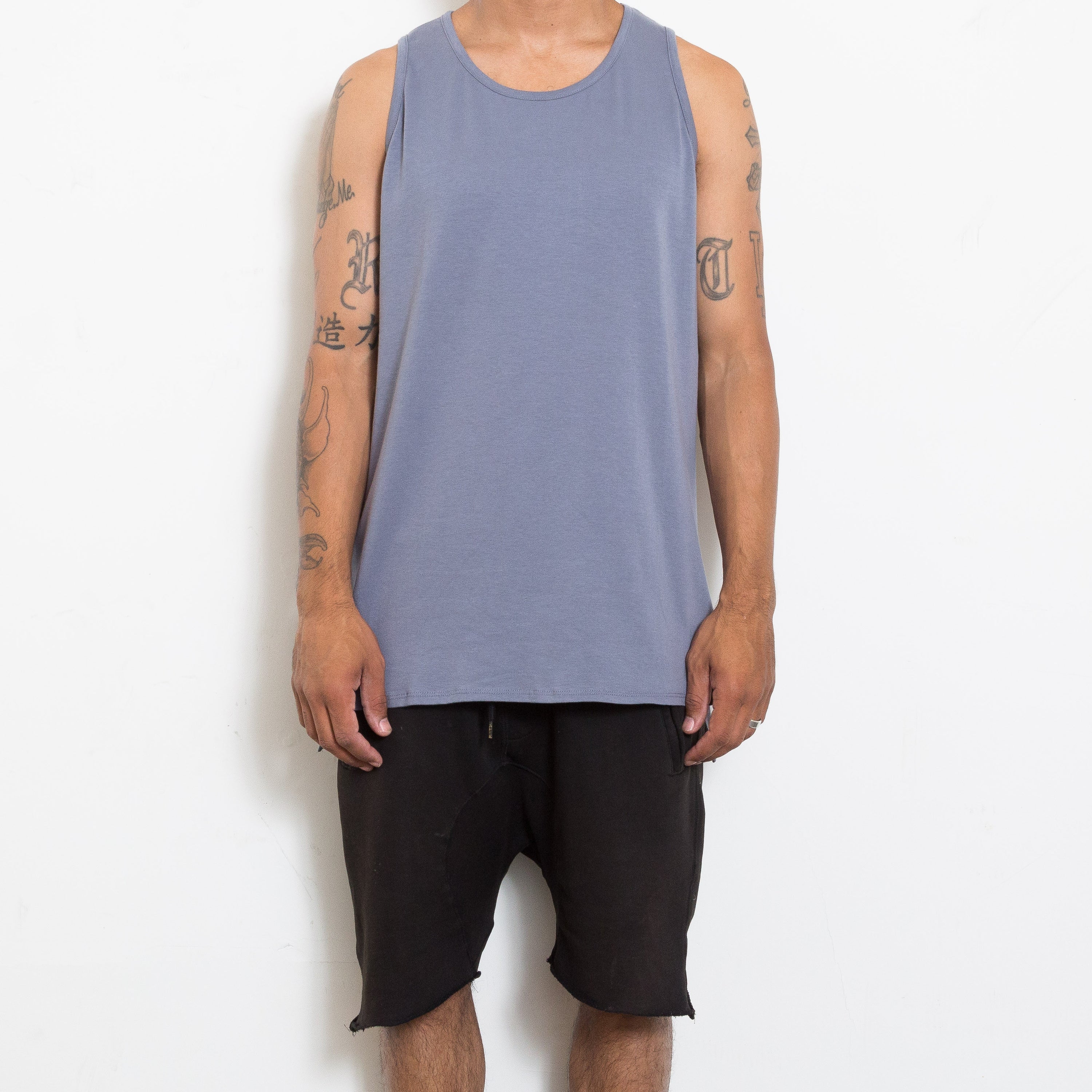 Men's Grey Sleeveless Basic Tank T-Shirt