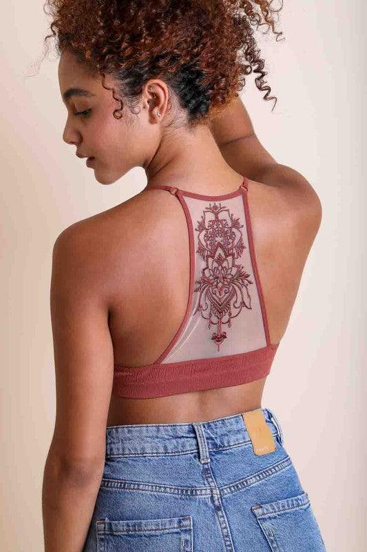 Women's Shirts Tattoo Mesh Racerback Bralette
