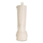 Back view of Rag Company's Tatum combat boots in cream with a chunky platform and zipper closure