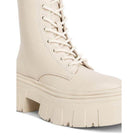 Rag Company Tatum combat boots in beige with trendy thick platform sole and lace-up design
